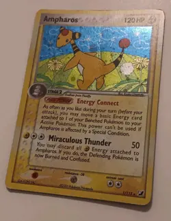 Ampharos 1/115 Unseen Forces Holo Rare Vintage Pokemon TCG w SWIRL - Image 2