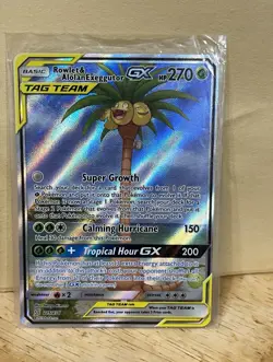 Rowlet & Alolan Exeggutor GX 215/236 Secret Rare Full Art Holo UM 2019 - Image 1