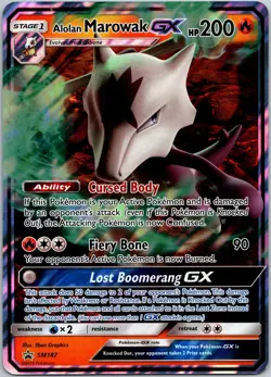 Alolan Marowak GX - SM187 Holo Promo Sun & Moon JUMBO Pokemon NM - Image 1