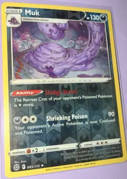 Pokemon Brilliant Stars Muk Rare 085/172 Reverse Holo - Image 1