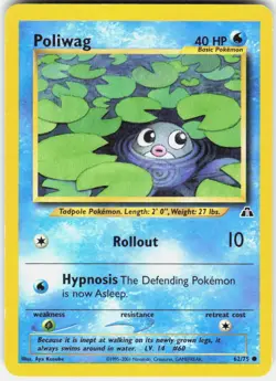 Poliwag 62/75 Common Neo Discovery Pokemon Unlimited LP - Image 1