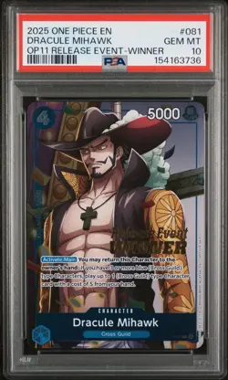 2025 ONE PIECE PROMO DIVINE SPEED RELEASE #081 DRACULE MIHAWK PSA 10 - Image 1