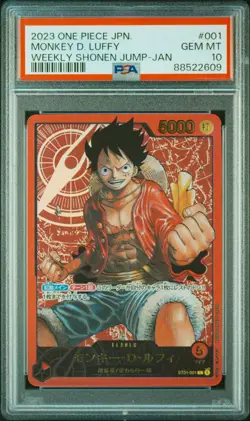 2023 ONE PIECE JPN PROMOS WEEKLY SHONEN JUMP-JANUARY #001 MONKEY D. LUFFY PSA 10 - Image 1