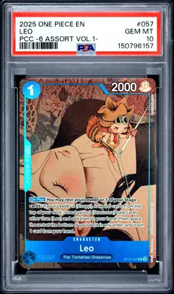 2025 ONE PIECE OP10-057 PREMIUM CARD COLLECTION VOL 1 LEO PROMO PSA 10 - Image 1
