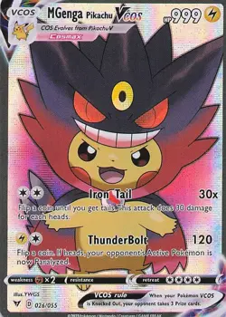 M Gengar Pikachu Pokemon Card VCOS Holo Cosplay - Image 1