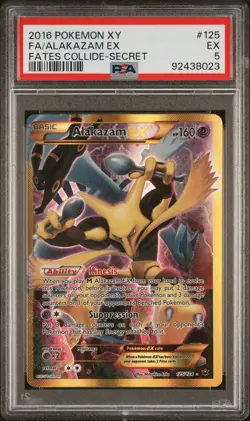 2016 Pokemon XY Fates Collide Secret Rare Alakazam Ex #125 PSA 5 - Image 1