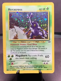 Pokemon TCG Heracross 6/111 Neo Genesis Holo Rare VTG WOTC 2000 HP Creased - Image 1