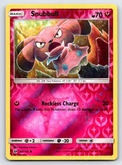 Snubbull 90/149 Common SM Base Set Pokemon Reverse Holo Lightly Played - Image 1