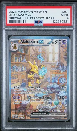 2023 POKEMON MEW EN-151 SPECIAL ILLUSTRATION RARE #201 ALAKAZAM EX PSA 9 - Image 1