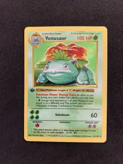 1st Edition Shadowless Base Set Venusaur 15/102 Holo Rare 1999 Pokemon WOTC - Image 1