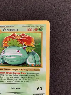 1st Edition Shadowless Base Set Venusaur 15/102 Holo Rare 1999 Pokemon WOTC - Image 2