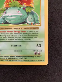 1st Edition Shadowless Base Set Venusaur 15/102 Holo Rare 1999 Pokemon WOTC - Image 3