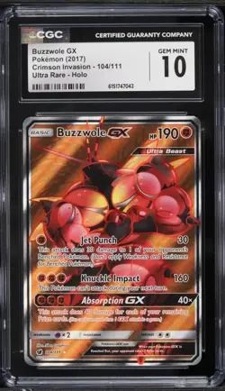 2017 Pokemon Crimson Invasion Buzzwole GX #104 CGC 10 - Image 1
