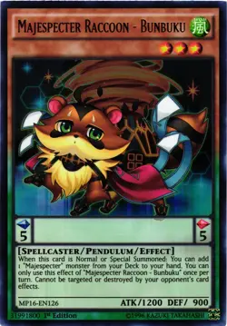 Yugioh Majespecter Raccoon - Bunbuku MP16-EN126 Ultra Rare 1st Ed NM - Image 1