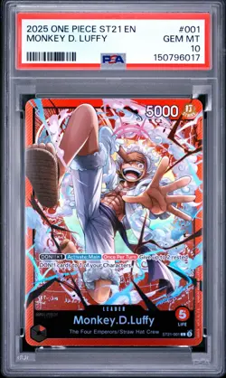 2025 ONE PIECE ST21 #001 GEAR 5 MONKEY D. LUFFY LEADER ENGLISH PSA 10 GEM MINT - Image 1