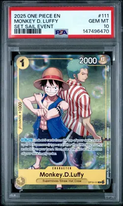 2025 ONE PIECE SET LEARN TOGETHER SAIL EVENT PROMO #111 MONKEY D LUFFY PSA 10 - Image 1