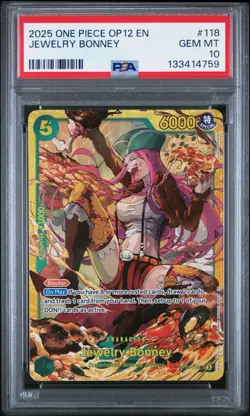 2025 ONE PIECE OP12 #118 LEGACY OF THE MASTER JEWELRY BONNEY ALT ART PSA 10 - Image 1