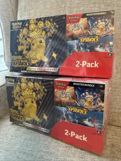 Two-pack Pokemon Surging Sparks ETB + Booster Bundle Costco x2 🔥 - Image 1