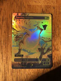 Traveling Chocobo-Final Fantasy-Gold Neon Ink-Novelty- Altered Card-Watch Video! - Image 1