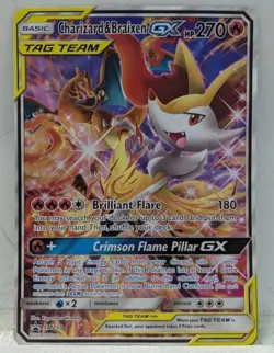 Pokemon Sun & Moon Black Star Promo Holo Card Charizard & Braixen GX SM230 - Image 1