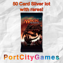 50 Card Sliver Collection lot Magic MTG w/ Rares + bonus Rares & Booster Packs! - Image 1