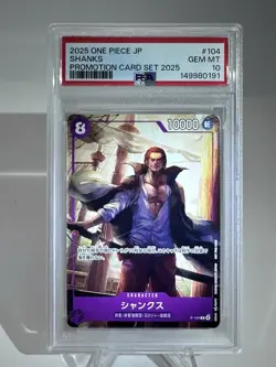 PSA 10 2025 ONE PIECE JPN PROMOTION CARD SET 2025 #104 SHANKS - Image 1