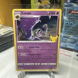 Pokemon TCG 2021 Celebrations Lunala Rare Holo Card 015/025 - Image 1