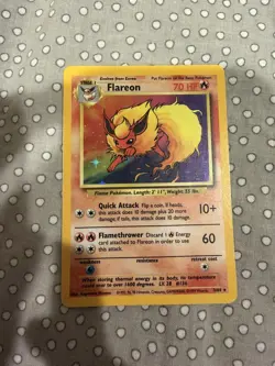 Flareon 3/64 No Symbol Error Holo Jungle Set Rare Pokemon Card - Image 1