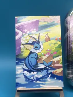 Vaporeon Prismatic Evolutions Mini Tin, Art card, and Coin Only - Image 2