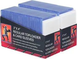 400 Card Sleeves Top Loaders for Cards,3"X4" 200 Hard+200 Soft Sleeves, Blue - Image 1