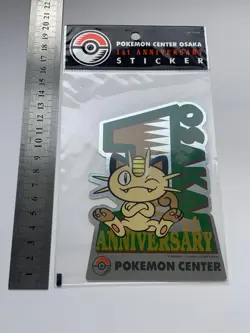 Pokemon Center Osaka 1st Anniversary Sticker Factory Sealed Holo Meowth Vintage - Image 1
