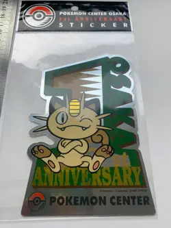 Pokemon Center Osaka 1st Anniversary Sticker Factory Sealed Holo Meowth Vintage - Image 2