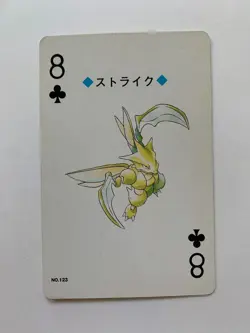 Scyther 8 Of Clubs Pokemon Playing Card Gold Deck Poker Ho-oh 2000 - Image 1