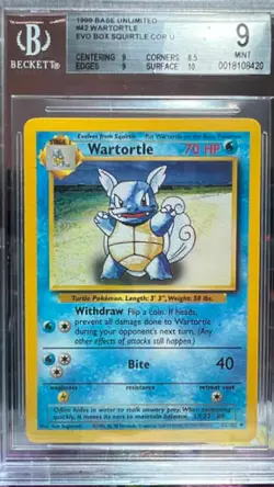 Wartortle (evo Box Squirtle) Cor U 42 Base Unlimited Pokemon Bgs 9 Silver - Image 1