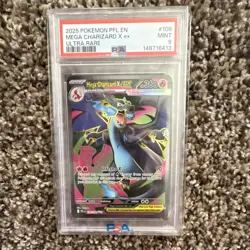 Pokemon TCG Mega Charizard X EX 109/90 Phantasmal Flames Holo PSA 9 English 2025 - Image 1