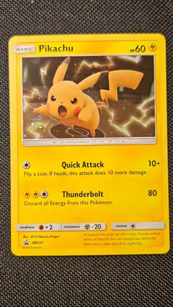 Pokemon TCG Pikachu SM227 Sun & Moon Black Star Promo Holo LP+ W/SWIRL - Image 2