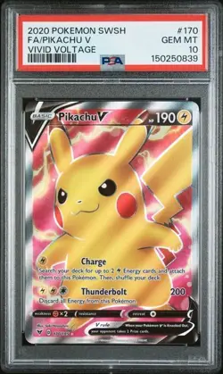 2020 PIKACHU V VIVID VOLTAGE 170 psa 10 POKEMON SWORD & SHIELD VIVID VOLTAGE #17 - Image 1