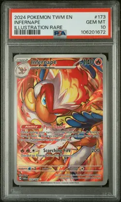 2024 POKEMON TWM EN-TWILIGHT MASQUERADE ILLUSTRATION RARE #173 INFERNAPE PSA 10 - Image 1