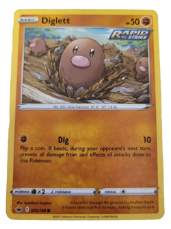 Diglett Chilling Reign 076/198 Pokemon TCG Trading Card Regular (V - Image 1