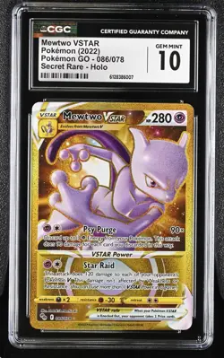 2022 Pokemon TCG - Gold Mewtwo VSTAR - Pokemon GO 086/078 - CGC 10 GEM MINT!! - Image 1