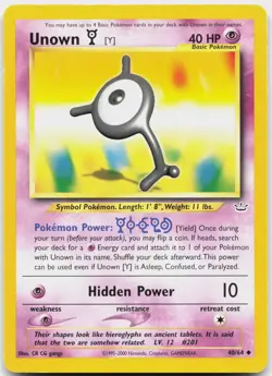 Unown [Y] 40/64 Uncommon Neo Revelation Pokemon Unlimited Lightly Played - Image 1