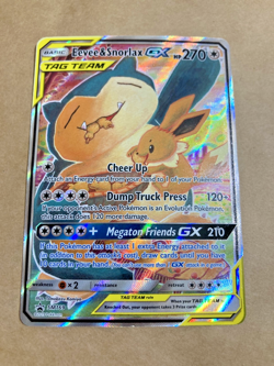 Eevee & Snorlax GX TAG TEAM SM169 Black Star Promo LP,NM - Image 1