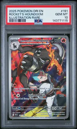 2025 POKEMON DRI EN-DESTINED RIVALS #191 TEAM ROCKET'S HOUNDOOM PSA 10 - Image 1