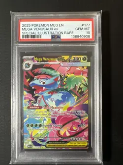 2025 Pokemon MEG EN Mega Venusaur ex Special Illustration Rare #177 PSA 10 - Image 1