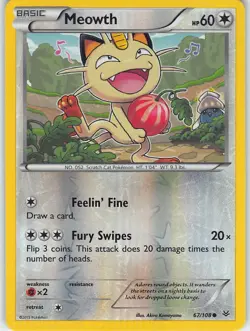 Meowth 67/108 Common Roaring Skies Pokemon Reverse Holo LP Komayama - Image 1