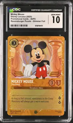 Mickey Mouse True Friend Promo 36/P2 Glimmer Foil LORCANA - CGC Gem Mint 10 - Image 1