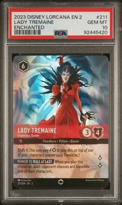 Disney Lorcana TCG EN 2 Lady Tremaine Imperious Queen Enchanted 211 PSA 10 - Image 1