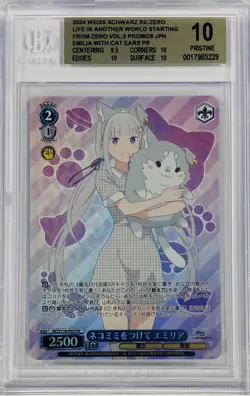 Weiss Schwarz Re:Zero Vol. 3 Emilia w/ Cat Ears RZ/S116-P05 PR Foil Promo BGS 10 - Image 1