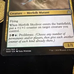 MTG Magic the Gathering Merfolk Skydiver (205/330) War of the Spark LP - Image 2
