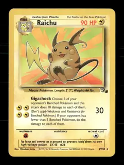 Raichu 29/62 Fossil Unlimited MP Pokemon - Image 1